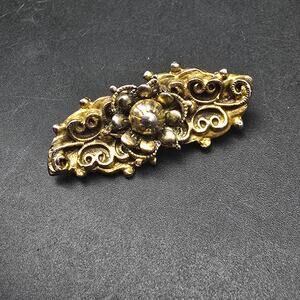 Barclay Gold Tone Vintage Brooch Scroll Work